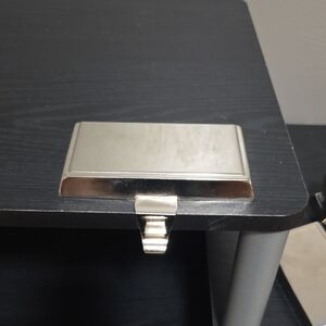 Silver and Black Christmas Stocking Holder With Velvet Bottom